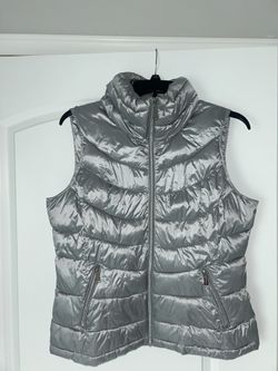Calvin Klein Women’s Puffy Vest Shiny Silver XL 
