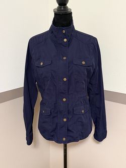 St John's Bay Navy Blue Utility Jacket - Women's Size Medium Dark Blue Coat 0112