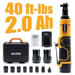 Cordless Electric Power Ratchet Wrench Set, 3/8" Drive Size, 16.8V 2.0 Ah Battery, 40 Ft-lbs Electric Ratchet with 7 Sockets
