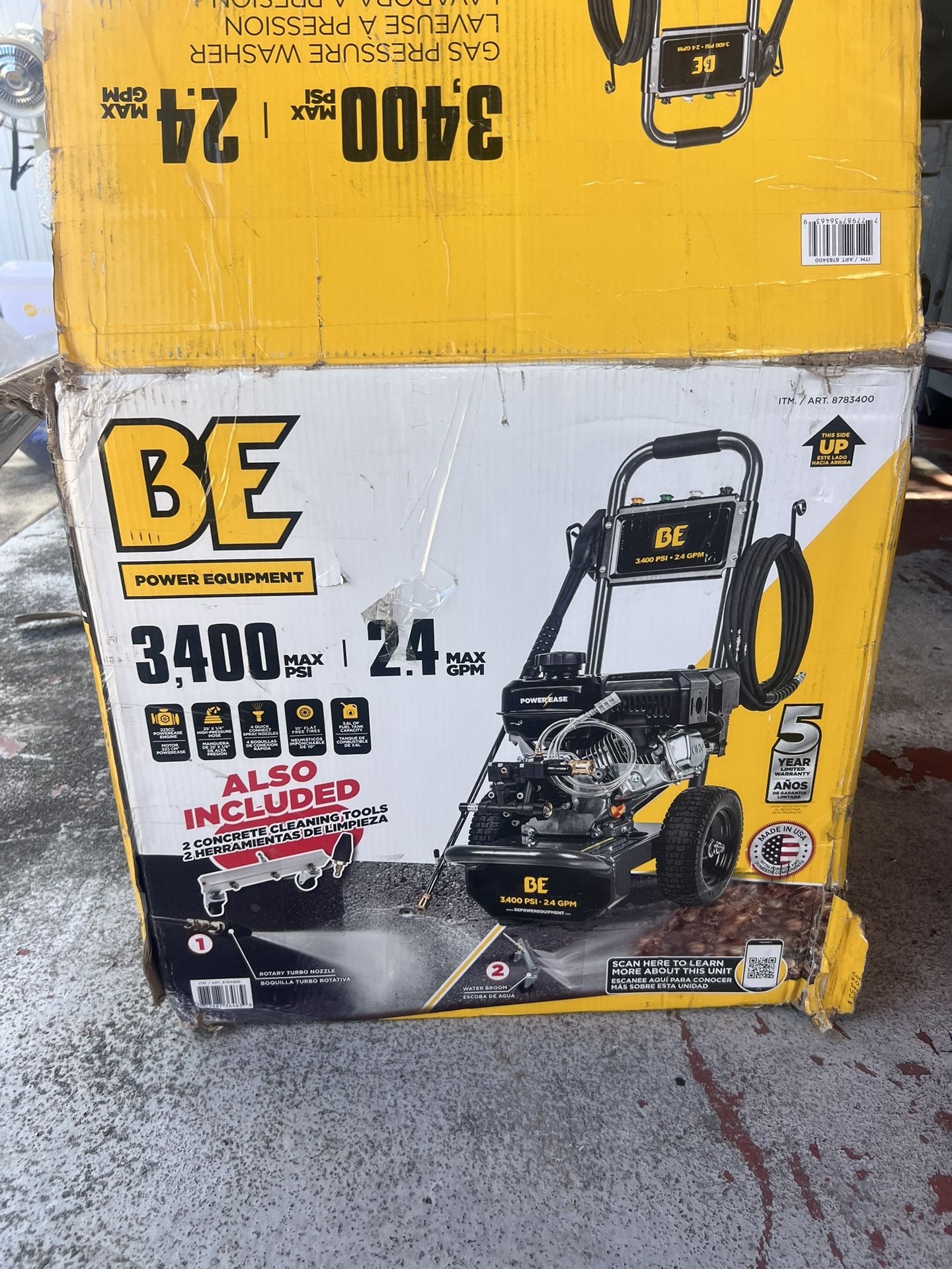 BE Power 3400 PSI 2.4 GPM Pressure Washer