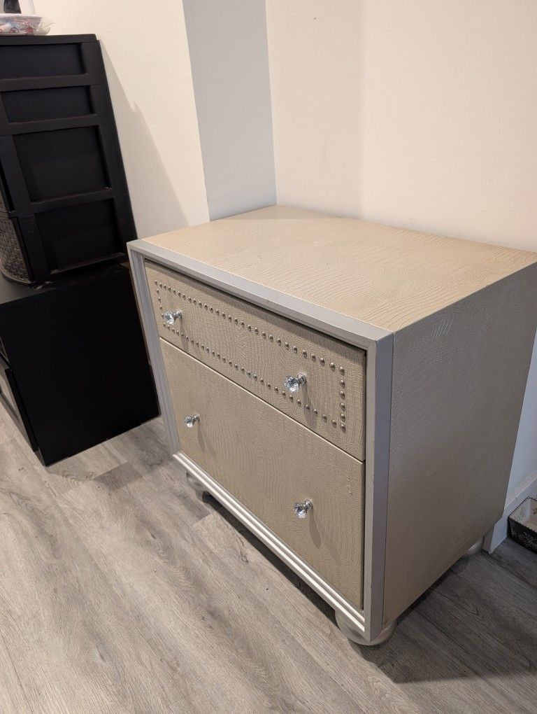 Night Stand, File Cabinet, Deco mirror, and Painting 