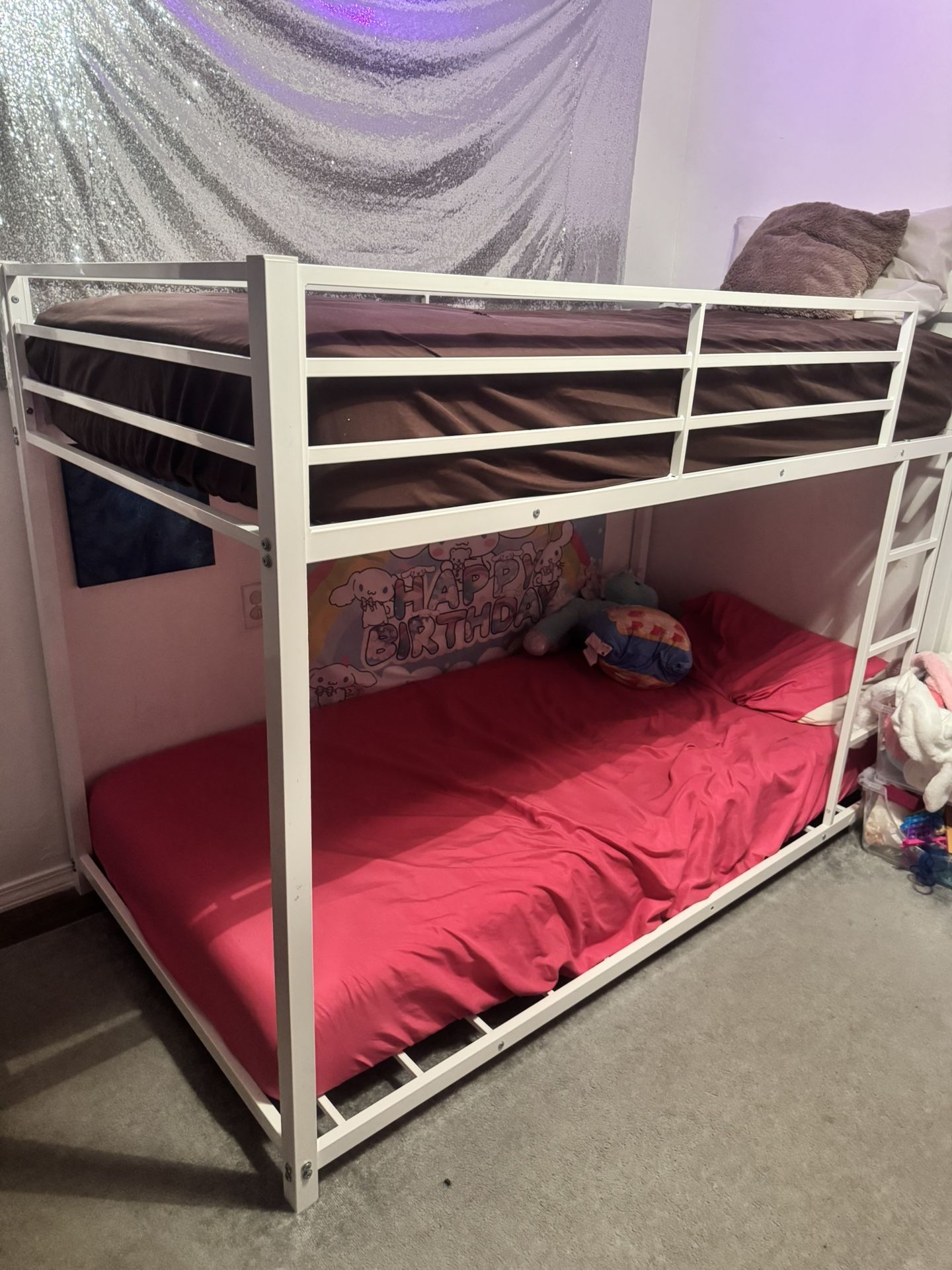 Bunk Bed Frame And Mattress (metal)