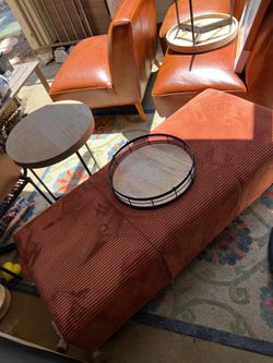 Oversized ottoman corduroy burnt orange
