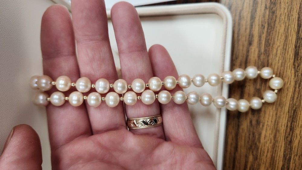 Brand New 14k Natural Akoya Pearl Necklace