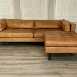 Poly & Bark Argan Leather Couch  & Napa Ottoman 