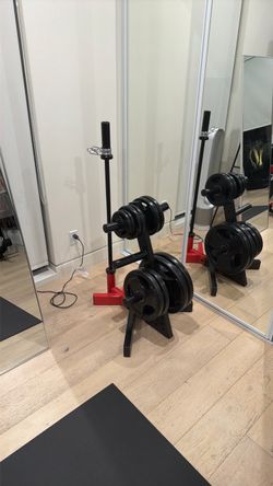 Weight Plate Tree Rack with Barbell