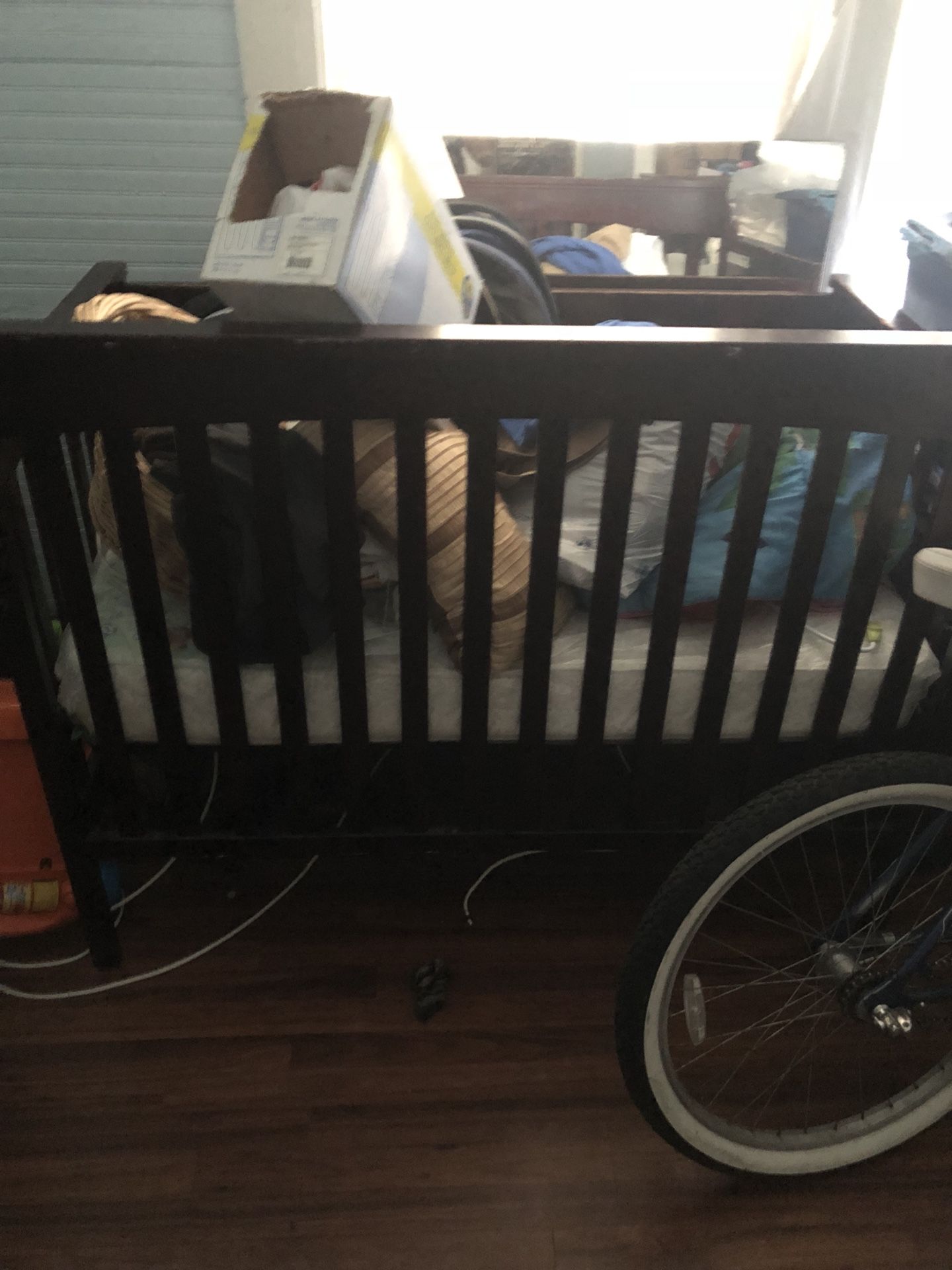 Brown baby crib