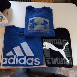 3 Mens T Shirts For $40.. Under Amour, Nike And Puma All Are Size Large. But Underamour Is XL