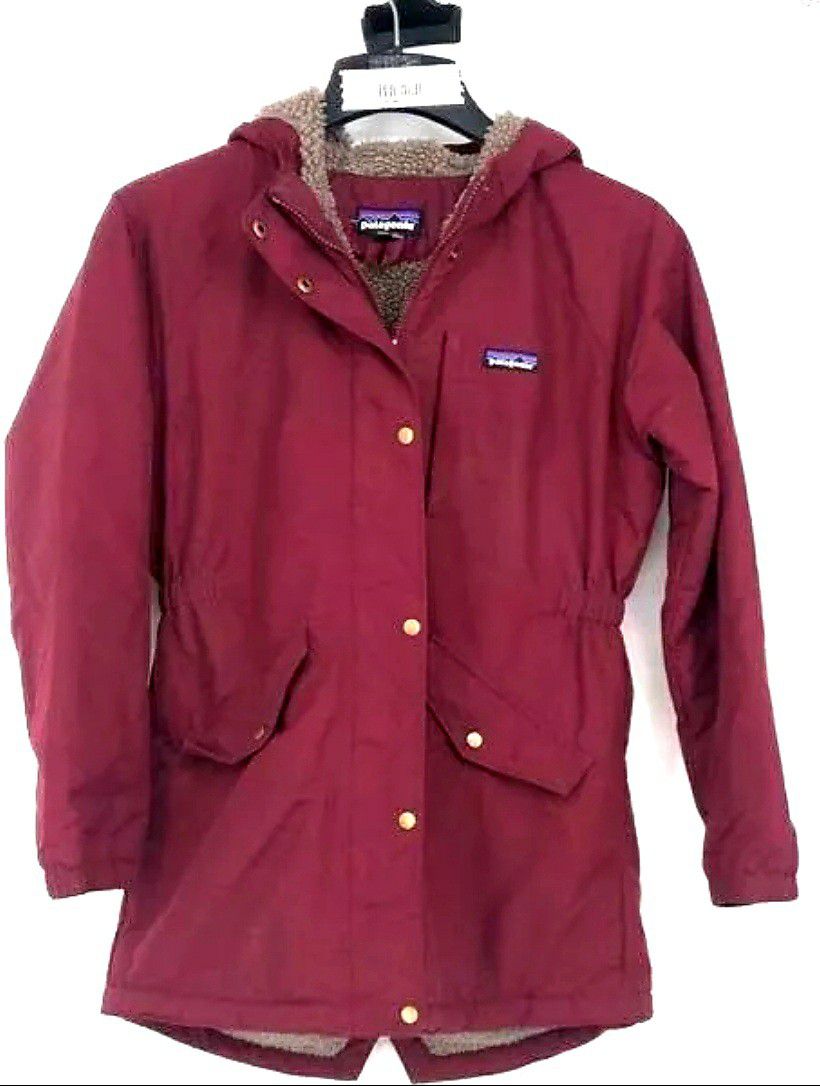 PATAGONIA BURGUNDY RED FLEECE LINING COAT Jacket- Size XL