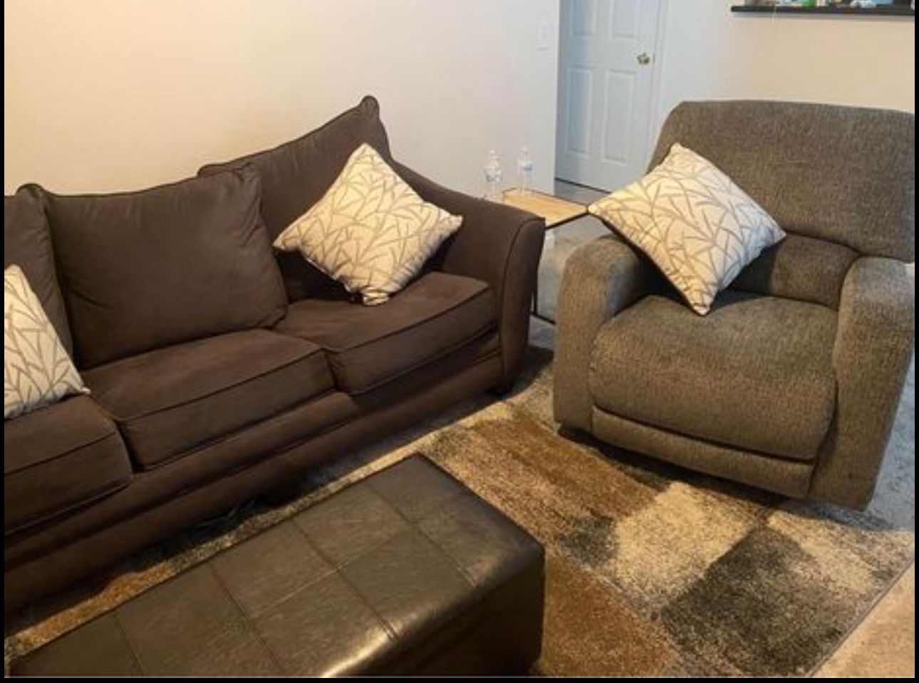 Pull Out Couch, Reclining Lounge Chair, & Ottoman w/ Storage