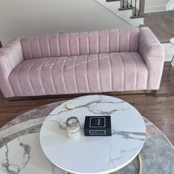 Lux Pink Velvet Couch 