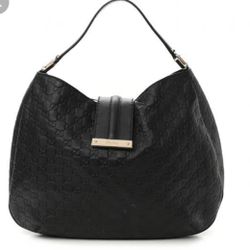 Authentic Gucci Large Black Leather Hobo Bag 