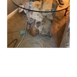 Glass top Driftwood bottom end table