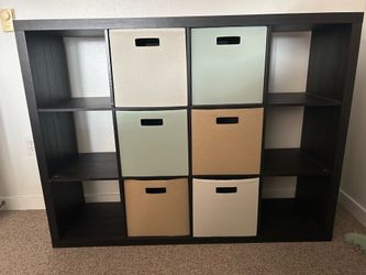 Large 12-Cube Storage Organizer with 6 Fabric Bins