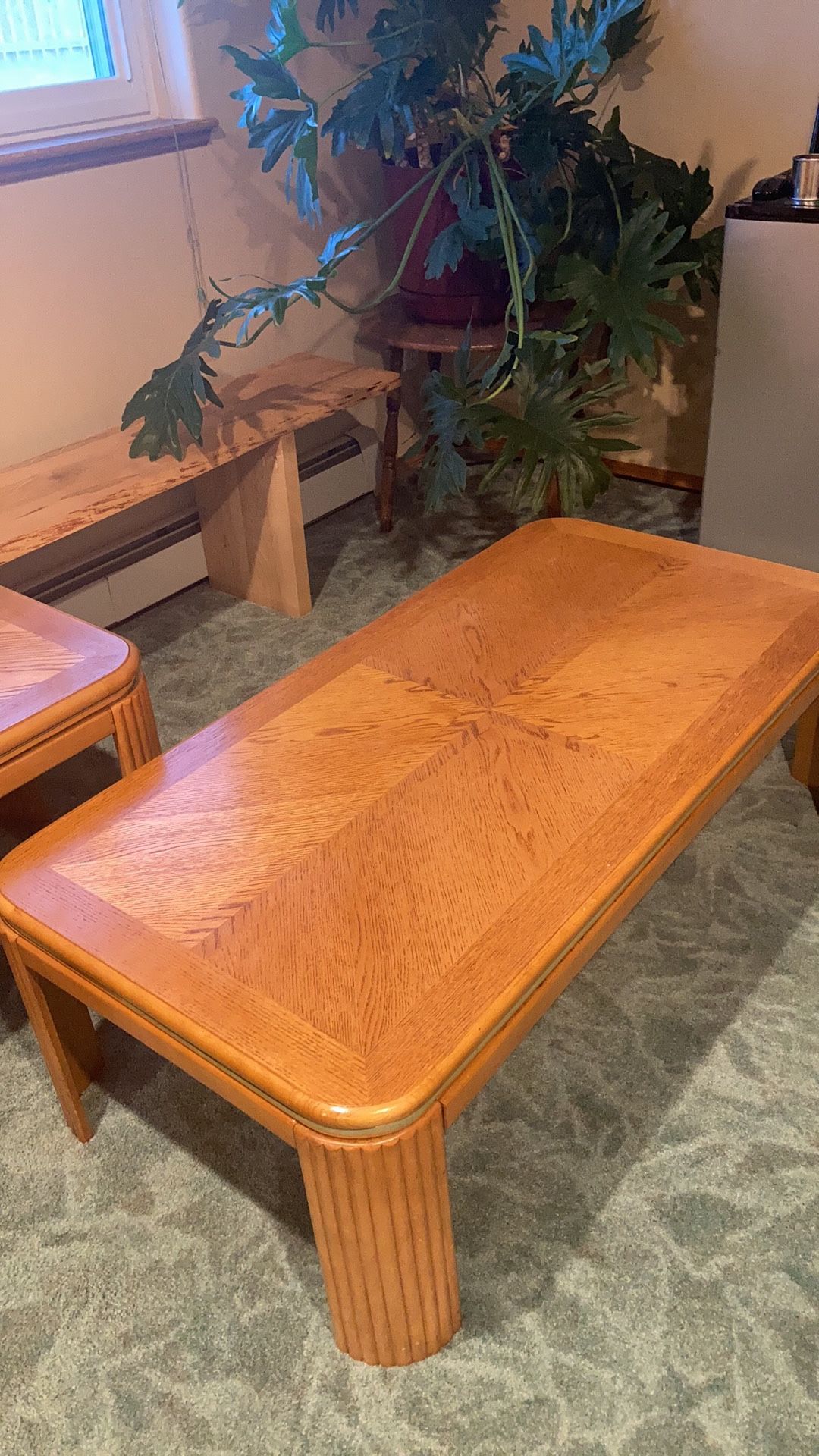Oak Coffee Table And Two End Tables 