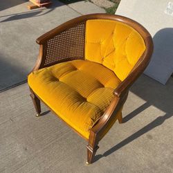 Mid-century modern.  Yellow Corduroy Accent Chair