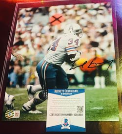 BAS COA EARL CAMPBELL SIGNED 8x10 FOOTBALL PHOTO BECKETT