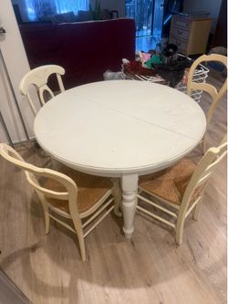 Round dining table and chairs