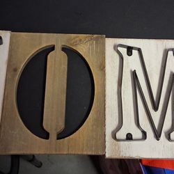 set of "HOME" decorative wooden letter blocks.