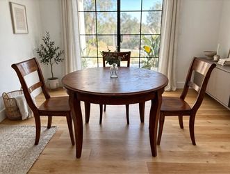Round Wood Dining Table with 3 Chairs