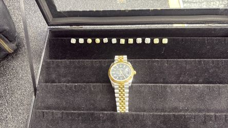 Earrings and watch