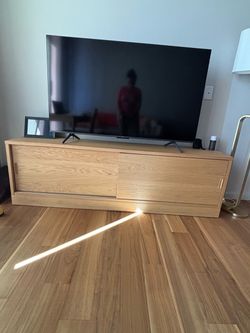 Wood TV Stand with Sliding Doors
