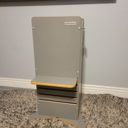 NICE SOLID WOOD GRAY LITTLE HELPER STOOL