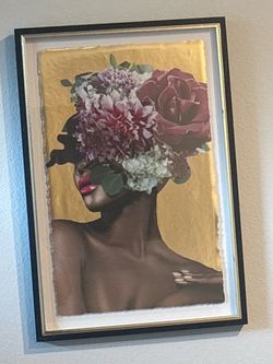 Framed Floral Woman Portrait Wall Art