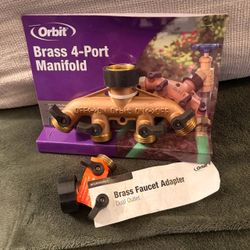 Brass 4-Port Manifold & Brass Faucet Adapter