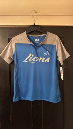 Detroit Lions NFL/CSA Gray shoulder & sleeve with V Neck tie & Short sleeves in size Large