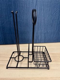Black Paper Towel Holder And Condiment Caddy