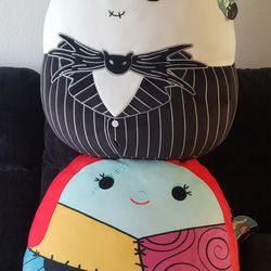 24 Inch Brand New Disney Squishmallows Jack And Sally Plush Duo