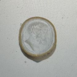 Antique White Plaster Relief Cameo Male Man's Head Profile Gold Tone Outline 325
