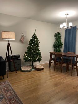 2 Mid Century Wood Tripod floor Lamp