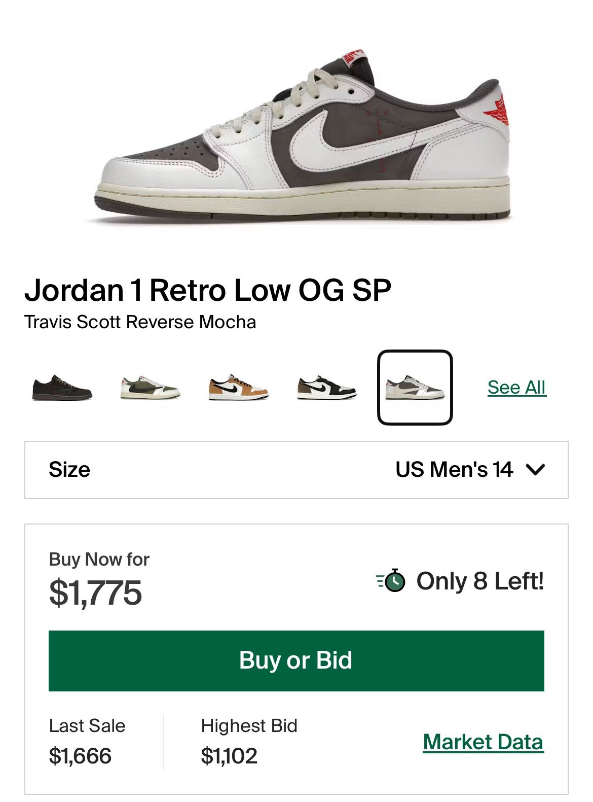 Jordan 1 Low Travis Scott Reverse Mocha