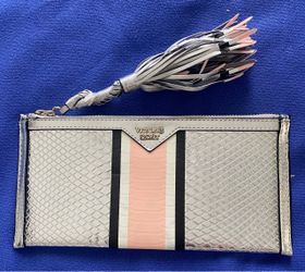 Victoria's Secret Silver Snake Embossed Clutch Wallet - Excellent Condition