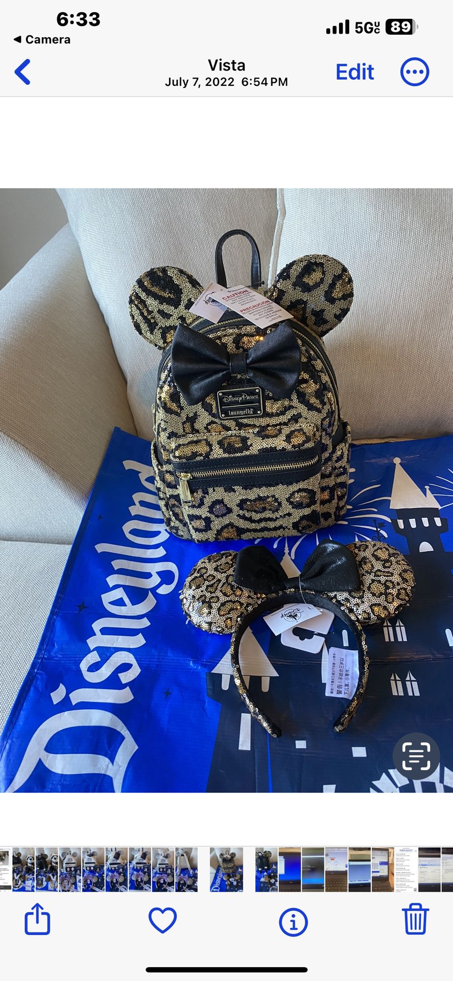 Loungefly sequin  Mini Bag Pack And Disney Ears