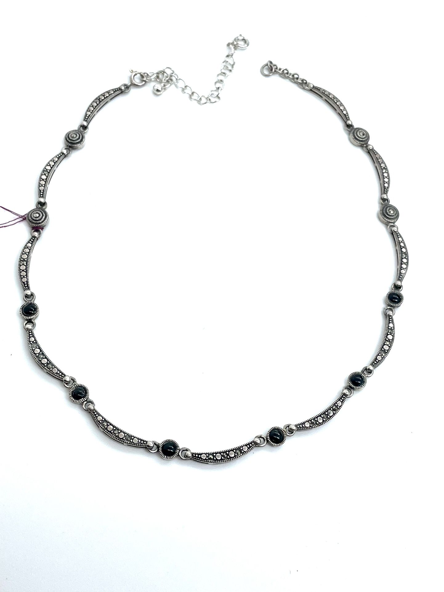 Sterling Marcasite Onyx Necklace