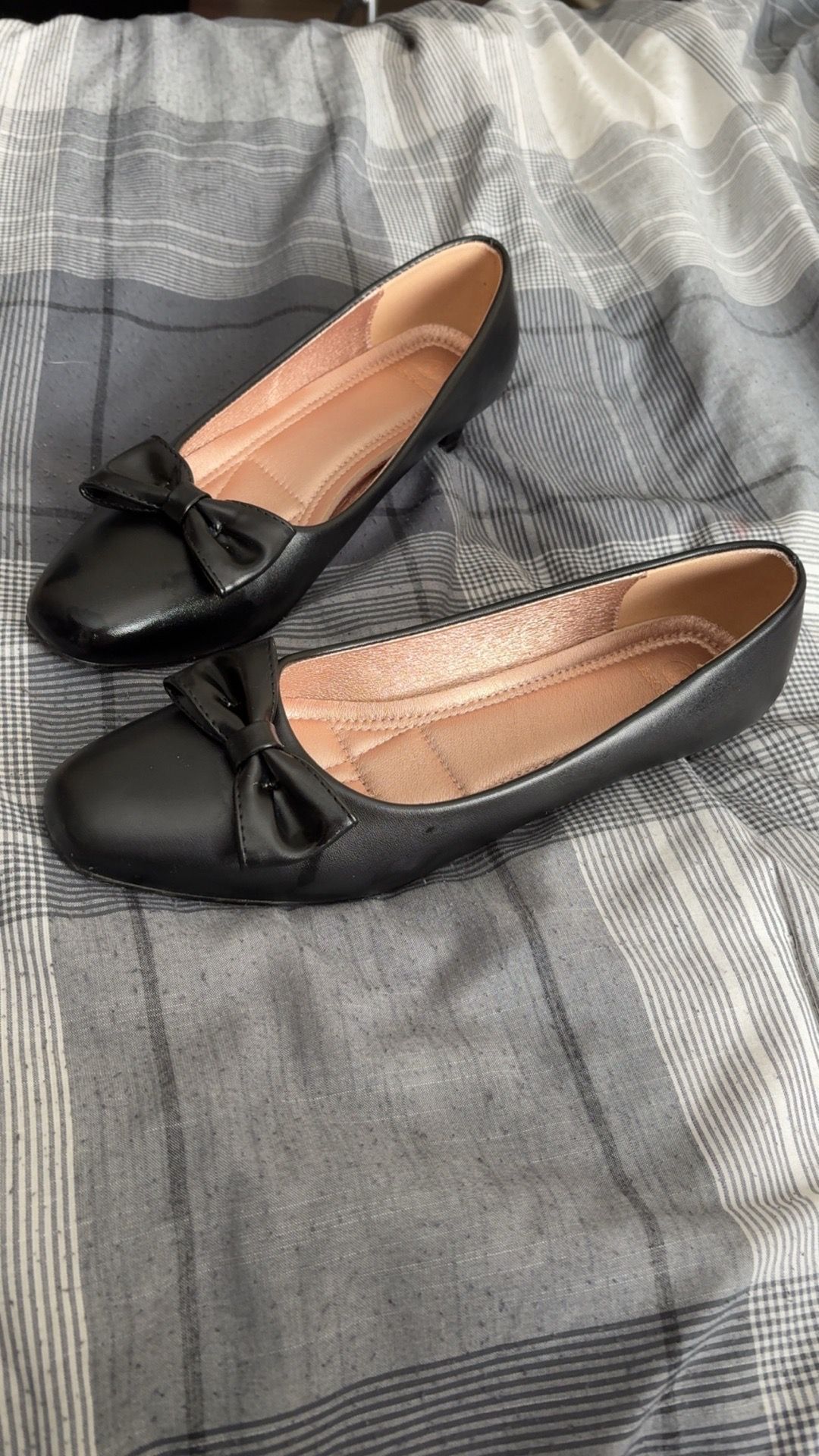Rasolli Black Block Heel Pump Bow Closed Toe Slip On Women's Size 10