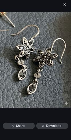 Pair of RETIRED Brighton Earrings - Silver Floral Dangles