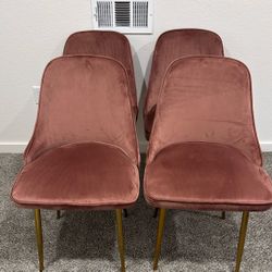Velvet Dusty Rose Dinning Chairs 