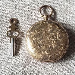 Vintage Swiss 14kt Gold key Wind Pocket Watch