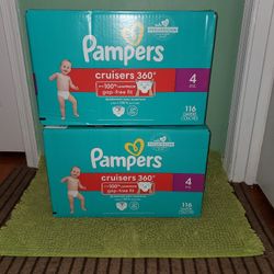 2 Box 116 Diapers Pampers Cruisers #4 