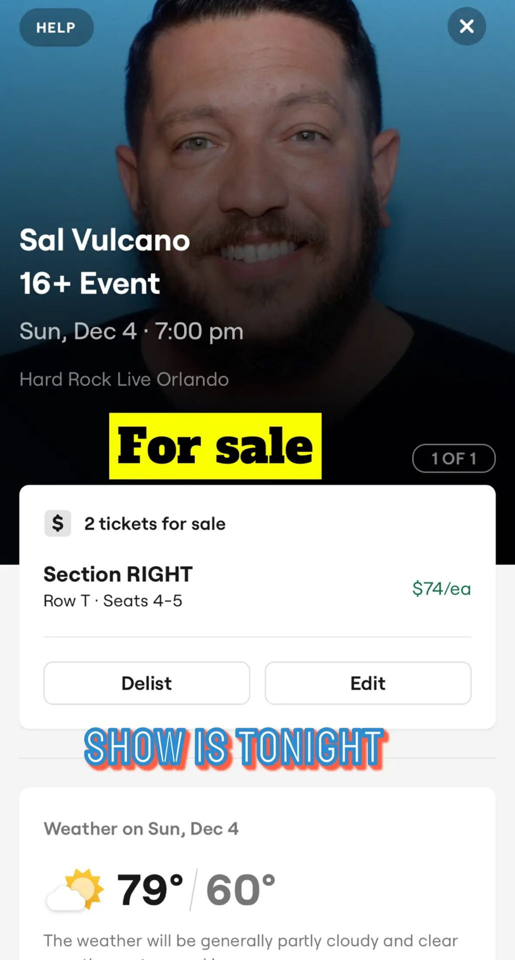 Sal Vulcano Comedy Tickets