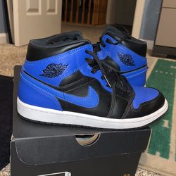 Jordan 1 Mid Hyper Royal Size 9 With Box