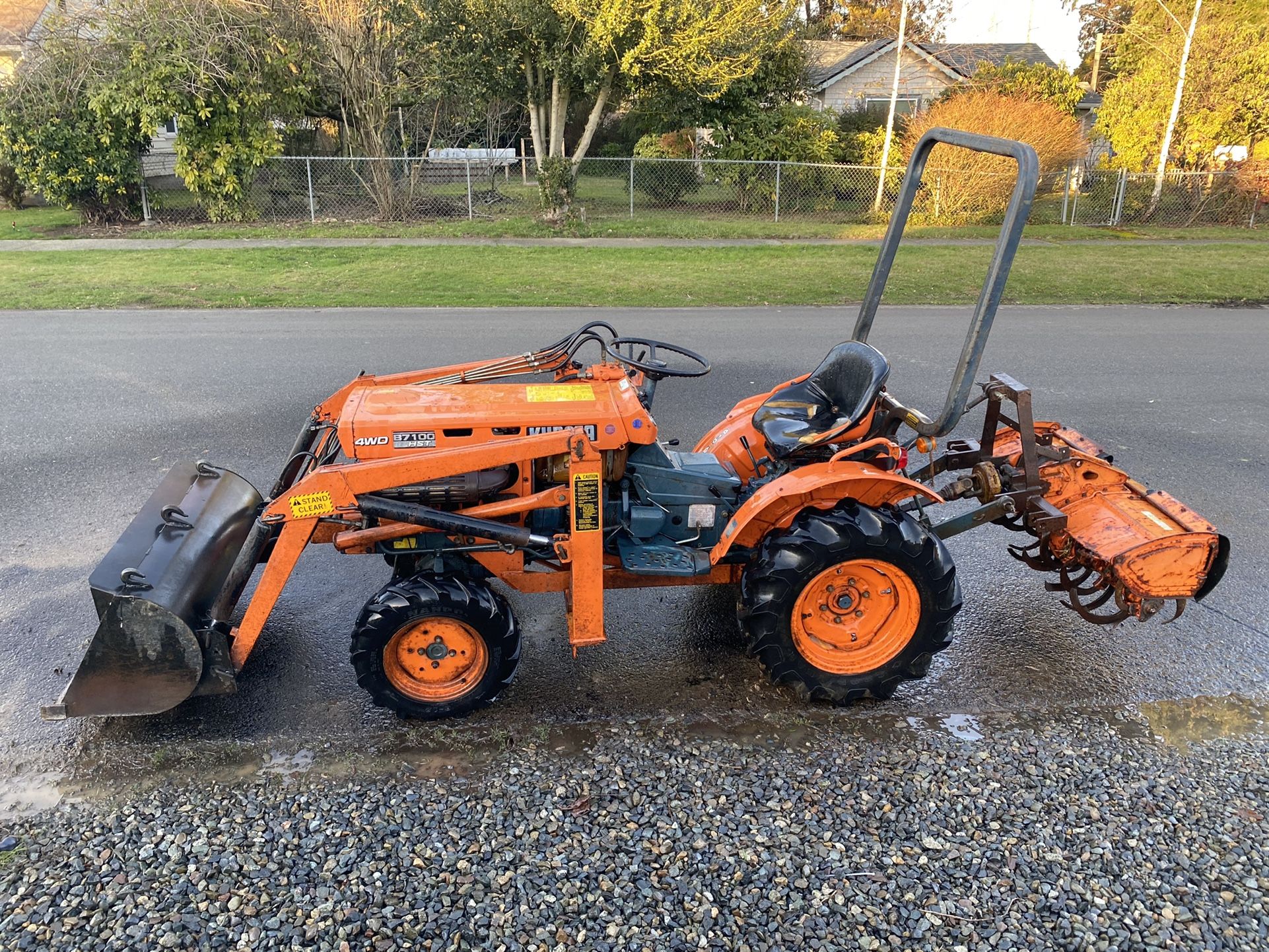 Kubota B7100 Diesel Tractor Loader Rototiller 4WD HST for Sale in