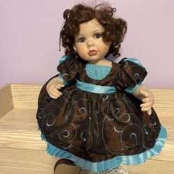 Marie Osmond Brown & Turquoise Taffeta