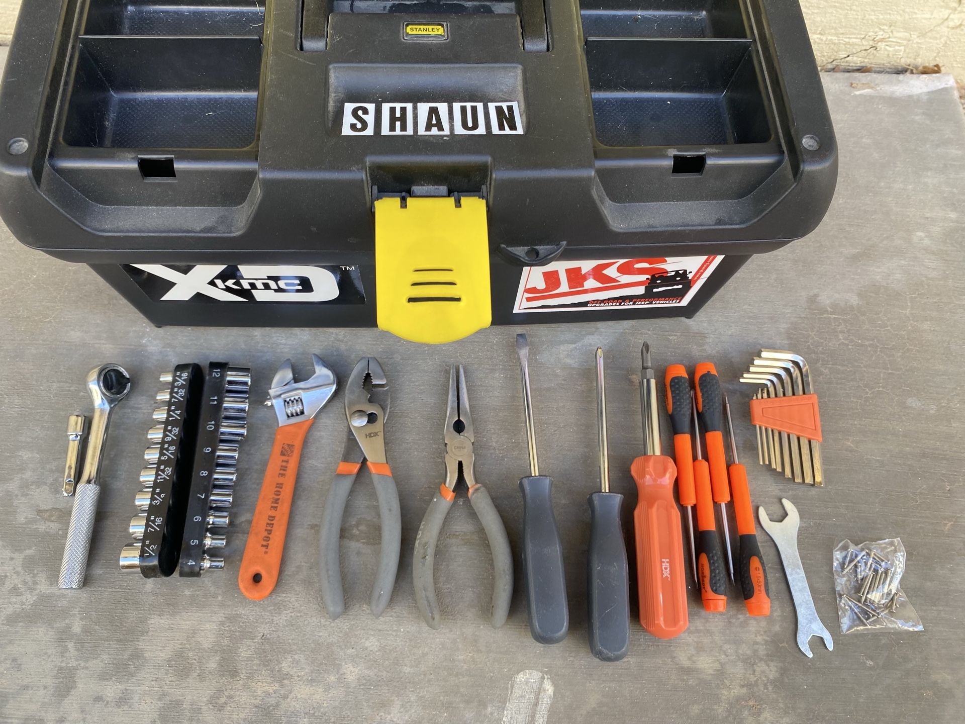 Toolbox with tools