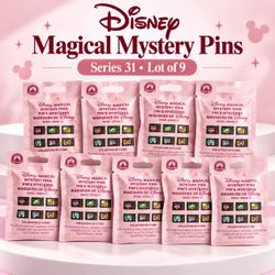 Disney Magical Mystery Pins Series 31 Lot of 9 Collection of 6 pins Each pouch contains 1 randomly selected pin