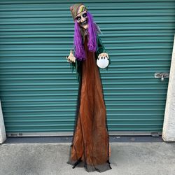 6ft Tall Animated Gypsy Fortune Teller Halloween Decoration